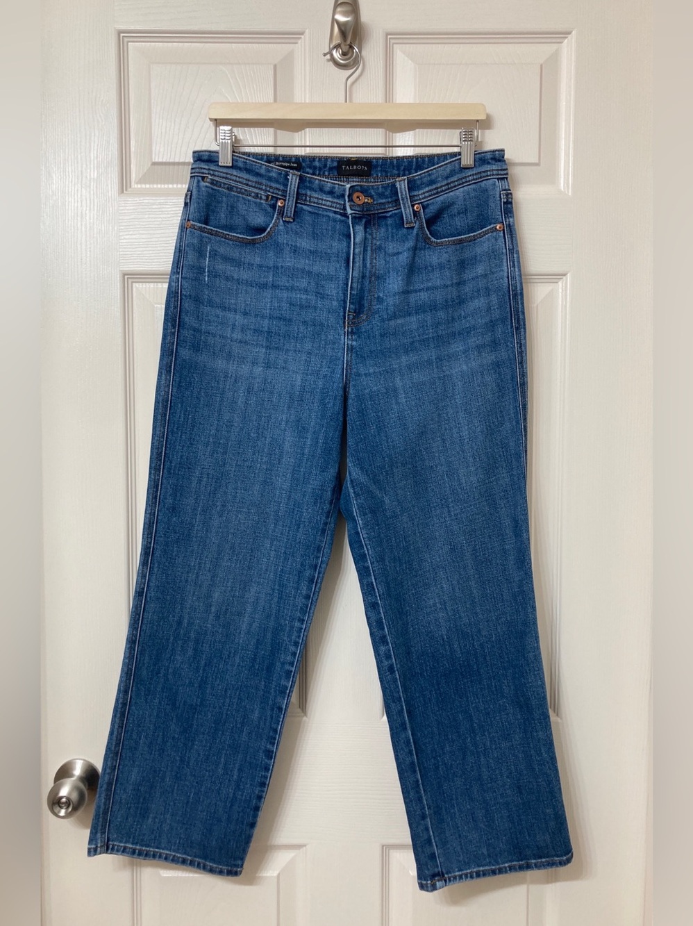 Talbots Medium Wash High Rise Crop Stovepipe Jeans 10 Heritage Preppy Minimalist
